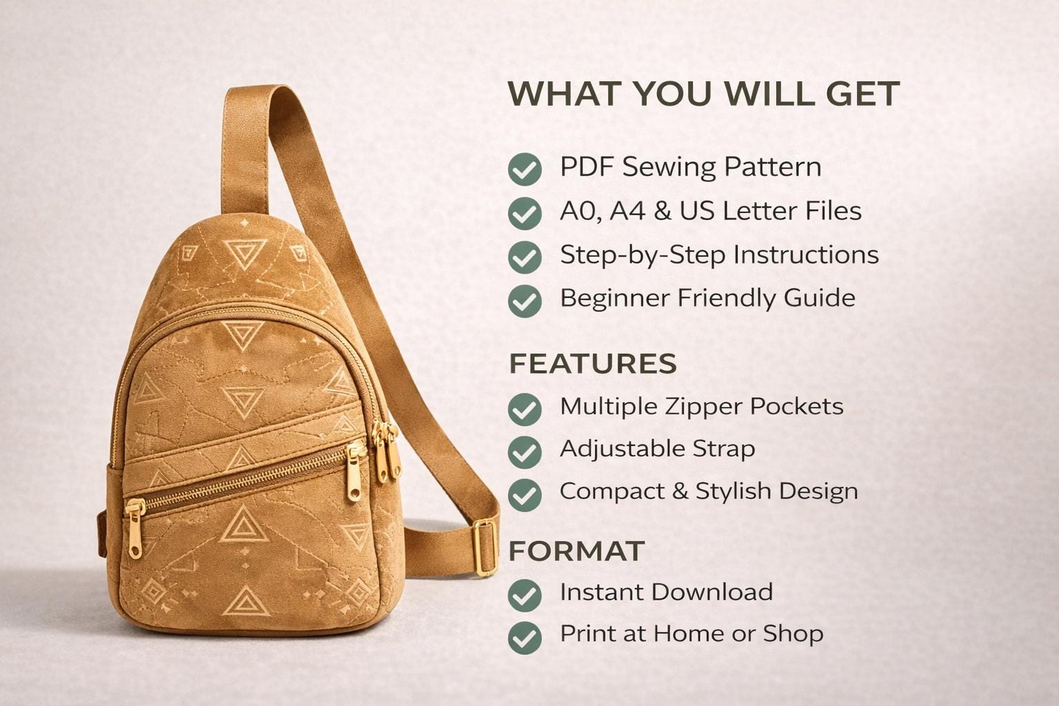 Comfy Sling Bag Sewing Pattern | Beginner Crossbody Bag (instant ...