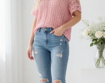 Crochet Top Pattern PDF, Cold Shoulder Lace Top Pattern, Schachenmayr Catania, Sizes XS-XL, Instant Download, Summer Crochet Top Pattern
