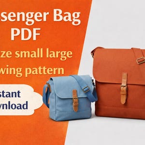 PDF Messenger-Tasche Schnittmuster | Umhängetasche, 2 Größen (Digitaler Download)