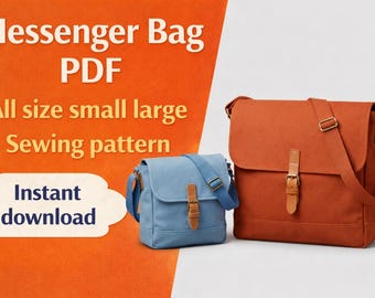 PDF Messenger Bag Sewing Pattern | Cross Body Bag, 2 Sizes (Digital Download)