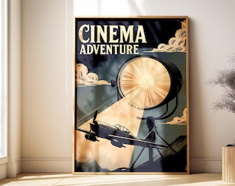 Vintage Movie Projector Art Print | Retro Cinema Decor (Digital Download)