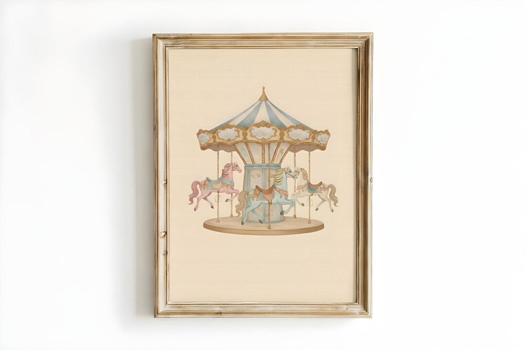 Vintage Carousel Nursery Wall Art | Pastel Carnival Decor | Carousel ...