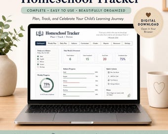 Homeschool Tracker Bundle | Printable PDF + Digital App + Google Sheets | Any Curriculum | 2026-2027 | Instant Download