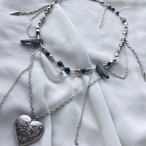 Black Gothic Locket Necklace with Quartz and spikes - Crystal | Handmade, Romantic Gothic Jewelry, Perfect Gift for Women