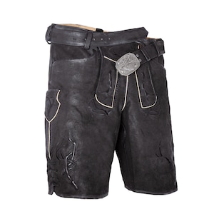 Mens Suede Leather Lederhosen Shorts: Bavarian Oktoberfest Costume