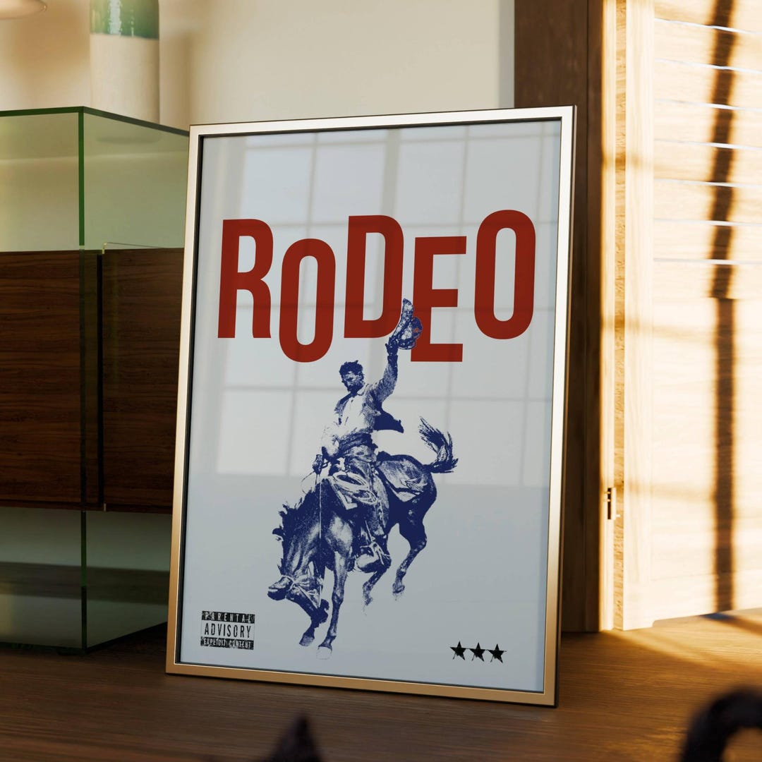Rodeo Cowboy Bull Riding Poster – Vintage Western Wall Art (digital ...