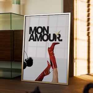 Fashion Red Boot Poster, Martini Wall Art, Vintage Femme Print, Luxury Fashion Photography, Feminine Apartment Decor, DIGITAL DOWNLOAD