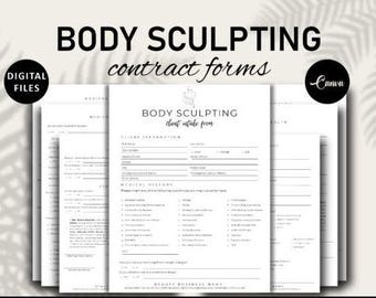 Body Sculpting Intake Forms, Body Contouring Contouring Forms, bearbeitbare Kosmetikerin Formvorlagen, Kundenkonsultationsformulare und Pflegekarte