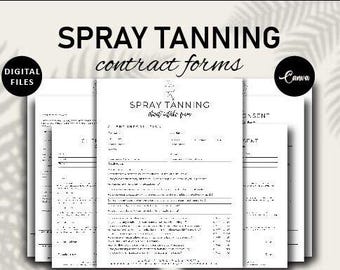 Editable Spray Tan Forms, Spray Tanning Business, Client Intake and Consent Form, Sunless Tanning Spa Consultation Form, Printable Canva pdf
