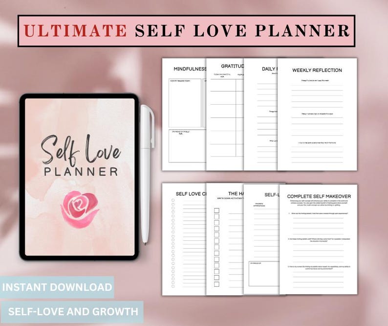 Self Love Planner Printable, Daily Affirmation Journal, Self Care PDF ...