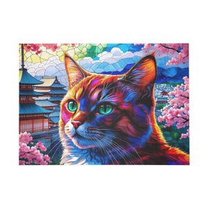 Vibrant Cat Puzzle - 500 & 1000 Pieces, Colorful Art for Cat Lovers, Unique Gifts, Home Décor, Family Fun, Kids Activities