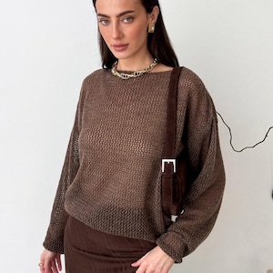 Brown wool sweater, Oversized women sweater, Soft elegant sweater, Wool women pullover, Custom wool sweater, Autumn loose knit sweater
