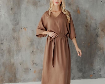 brown midi slip dress Organic Cotton Midi Slip Dress Toffee – Wildflo Studio