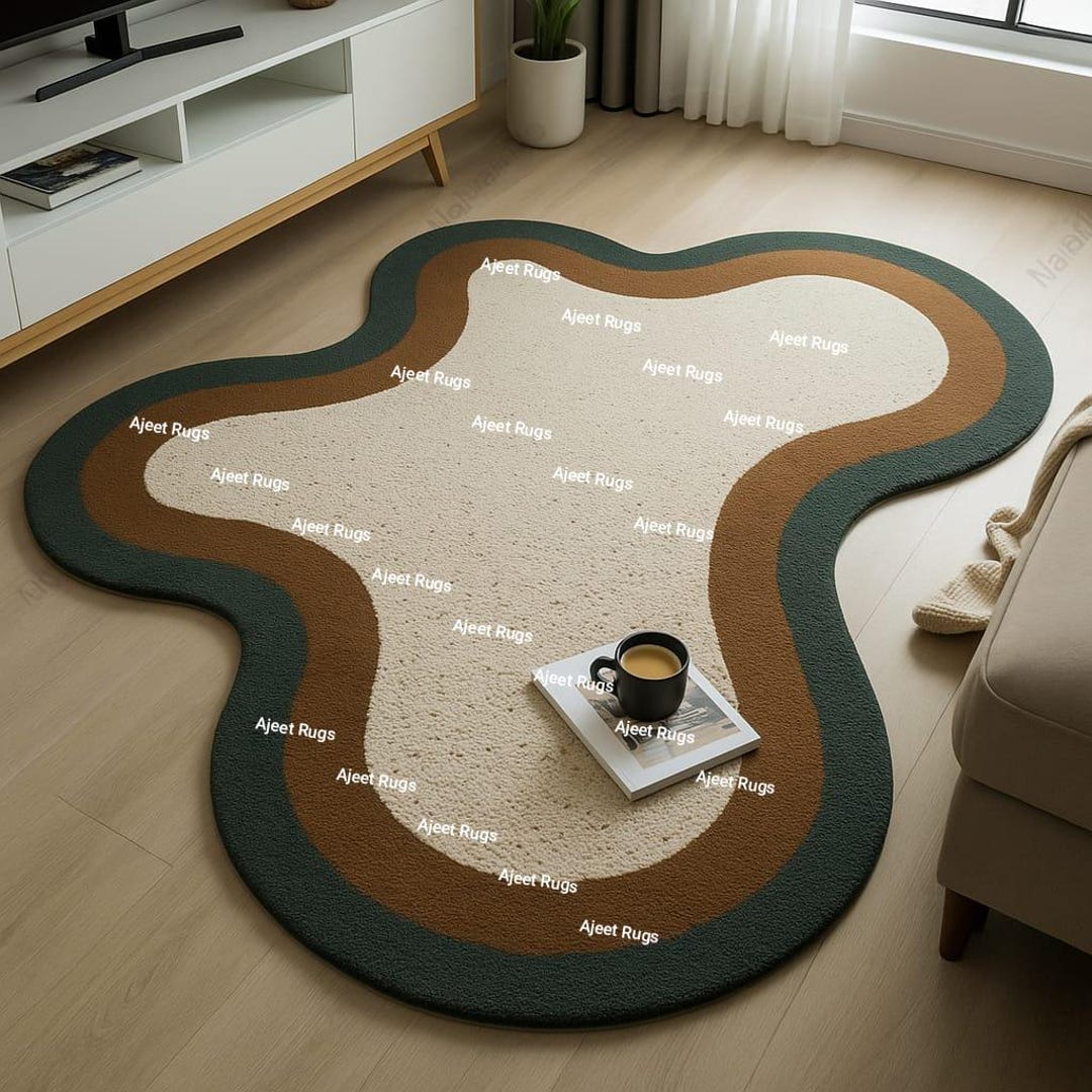 Modern Abstract Curvy Shape Rug for Living Room 6x9 8x10 9x12 Limited ...