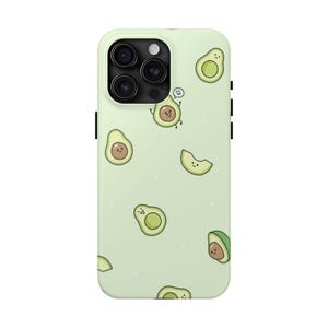 Cute Avocado Tough Phone Cases, Fun Phone Accessories, Gifts for Phone Enthusiasts, Unique Avocado Design, Perfect for Birthdays