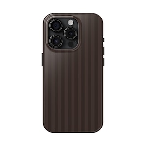 Brown Stripe Tough Phone Case - Aesthetic Fashion Style, Classy Trendy Cover for Protection, Stylish Mobile Accessory, Timeless Design,