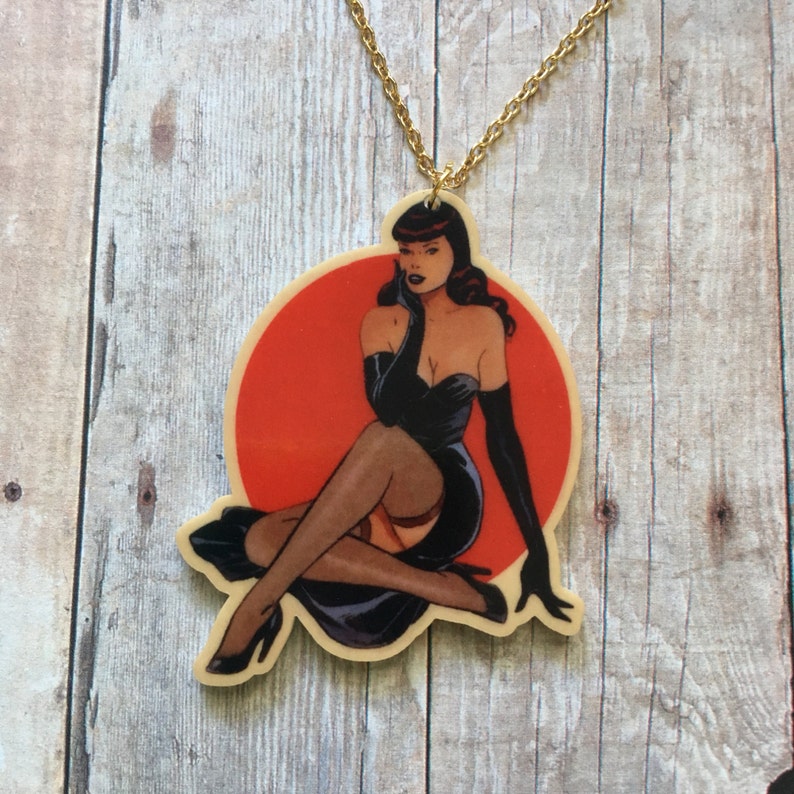 Black dress pinup necklace