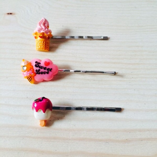 Kawaii icecream bobby pin set