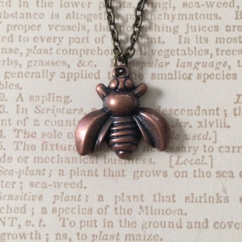 Antique bronze bee necklace Etsy