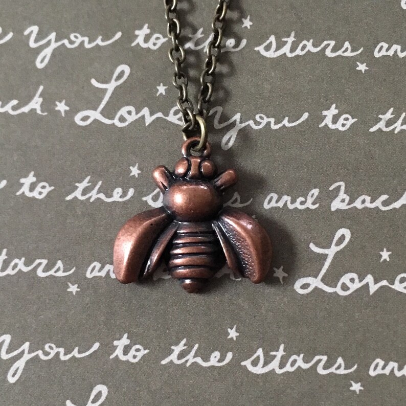 Antique bronze bee necklace Etsy