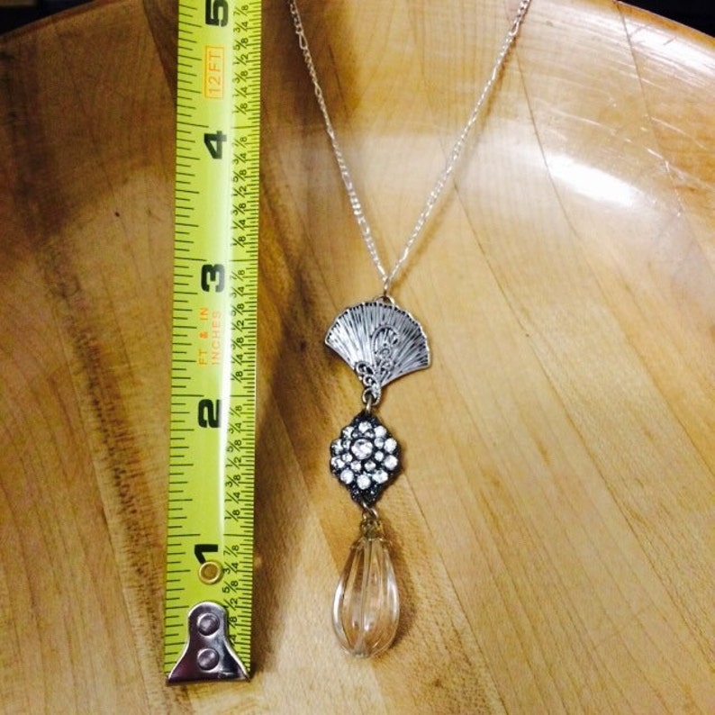 Silver fan necklace Etsy