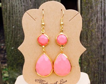 Gorgeous pink drop earrings