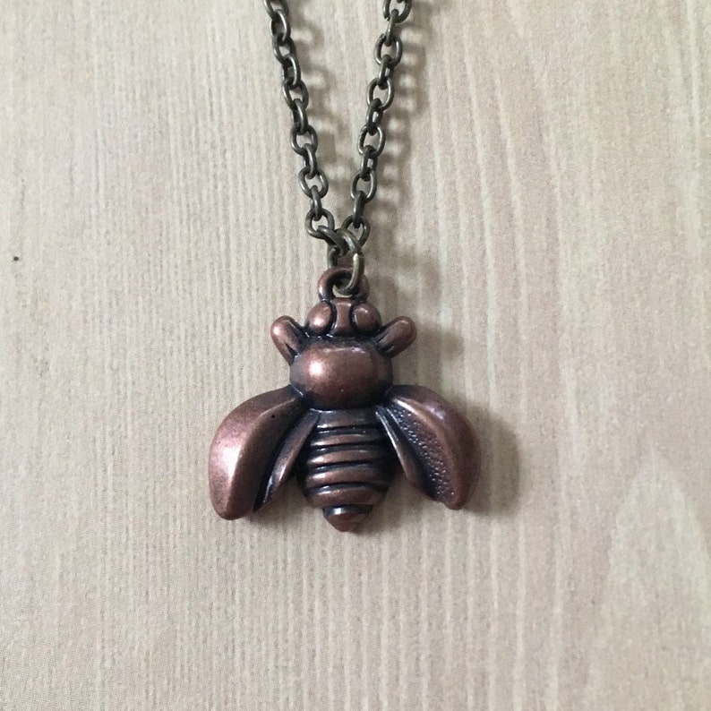 Antique bronze bee necklace Etsy
