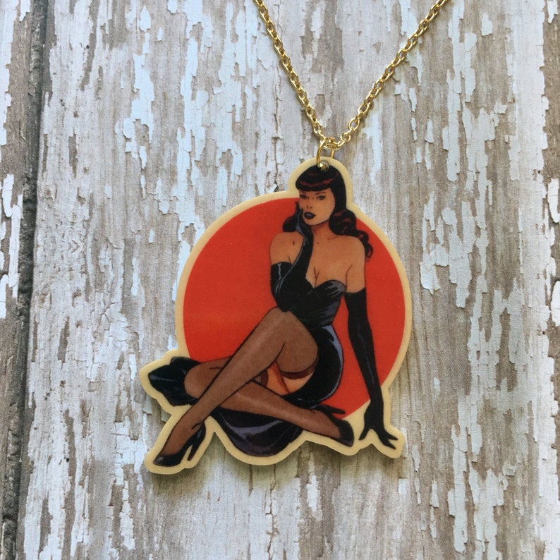 Black dress pinup necklace