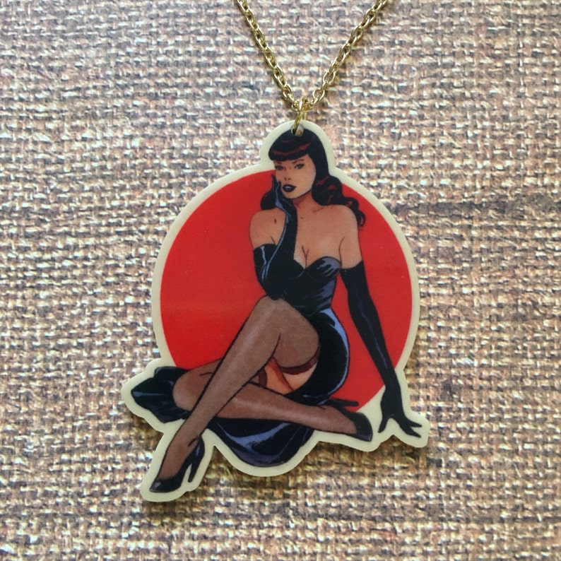Black dress pinup necklace