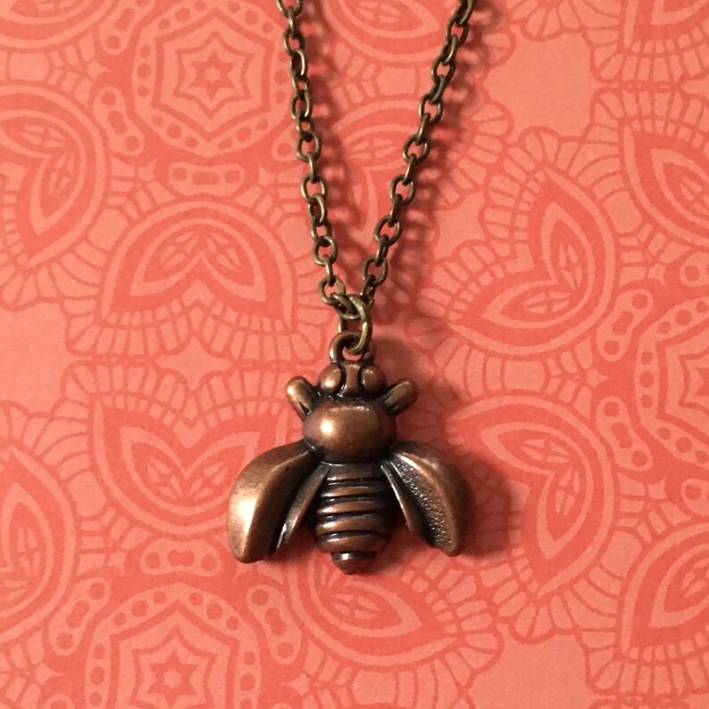 Antique bronze bee necklace Etsy
