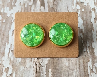 Lime opal studs