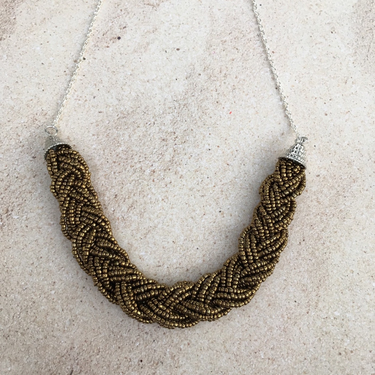 braided bronze necklace Etsy