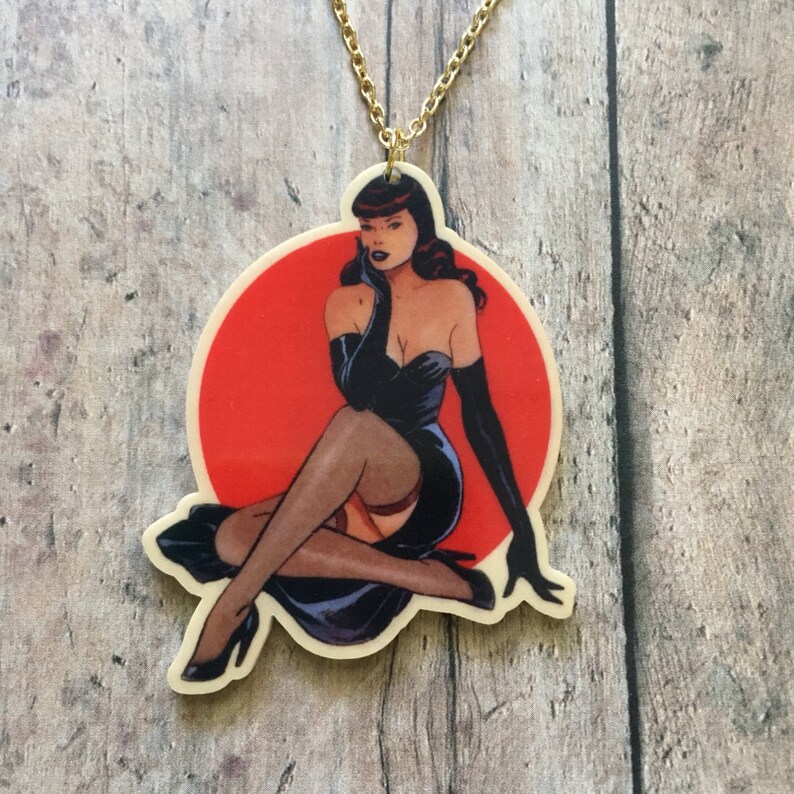 Black dress pinup necklace