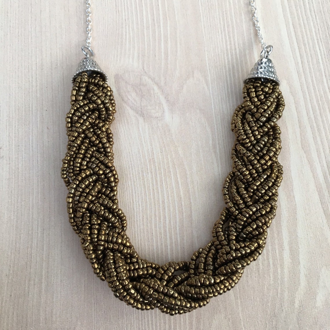 braided bronze necklace Etsy