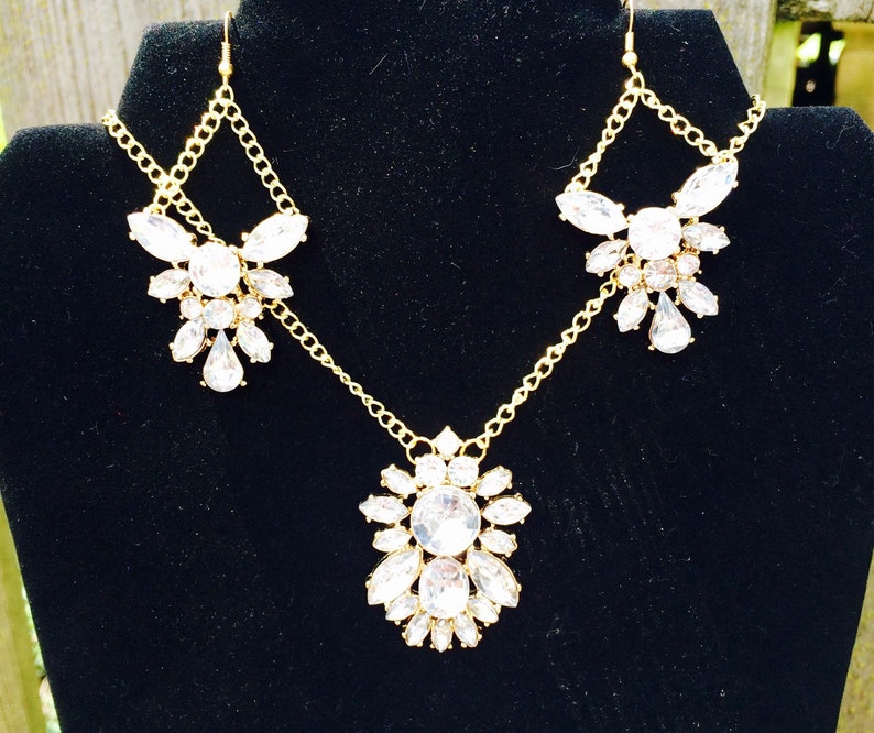 rhinestone statement earring and necklace set Etsy