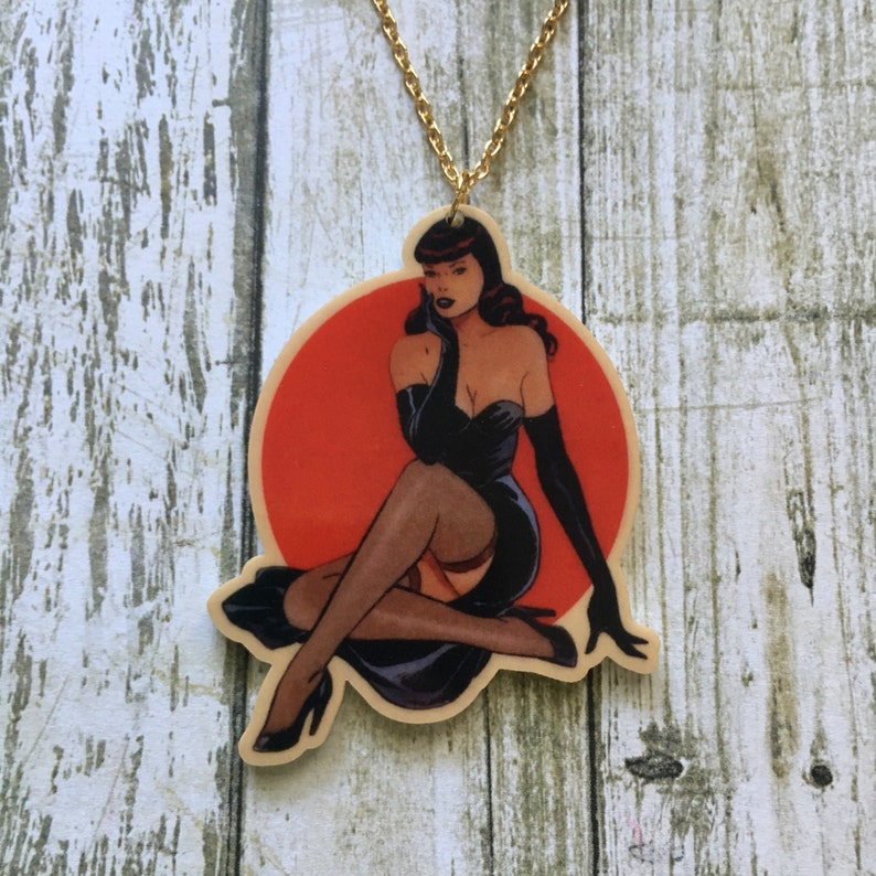 Black dress pinup necklace