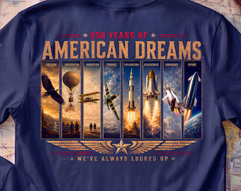250周年記念シャツ｜アメリカンドリーム航空Tシャツ、幼児用、子供用Tシャツ、パーカー、スウェットシャツ｜愛国的なパイロットギフト（250周年）