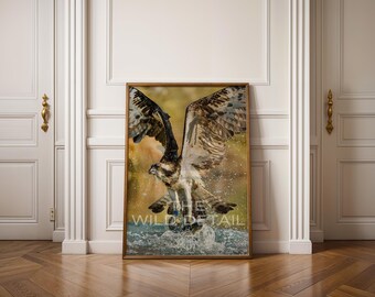 Osprey Fishing Photography Print | Majestic Bird of Prey Wildlife Art | Dramatic Nature Scene Wall Decor | Unique Gift for Bird Lovers