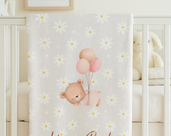 Personalized Teddy Bear Baby Blanket: Soft Minky Newborn Gift