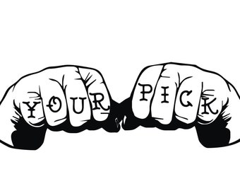 Personalized hand tattoo helmet decal let your fists do the talking knuckle sandwich board