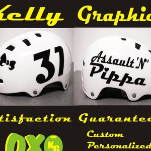 Name & Number solid color or sparkles Custom Roller Derby Vinyl Sport Helmet Decal