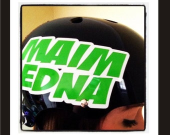 Calcomanía de casco deportivo de vinilo Roller Derby personalizado con un solo nombre de 2 colores