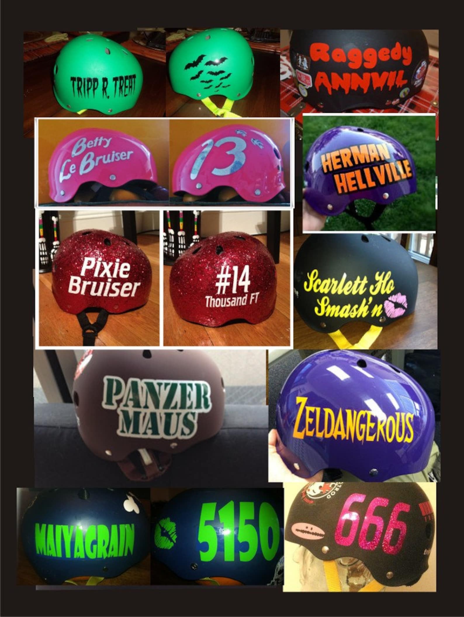 Custom Roller Derby Vinyl Sport Helmet Decal Name Only Etsy