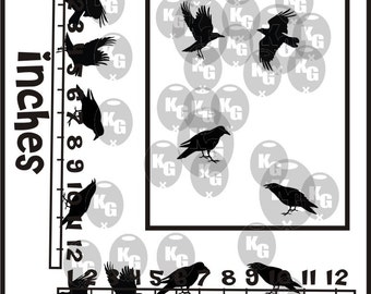 A murder of crows ravens 4 Stickers designed to fit a helmet or window you choose
