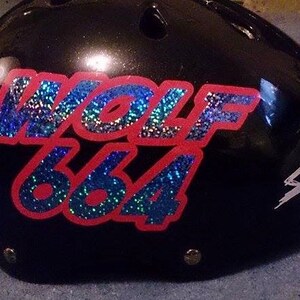 2 Colors Name only SPARKLES Custom Roller Derby Name Specialty Vinyl Sport Helmet Decal image 7