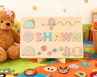 Custom Name Puzzle, Wooden Baby Gift, Montessori Toy