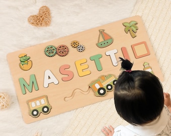 Personalized Wooden Name Puzzle, Montessori Toy, Nursery Decor