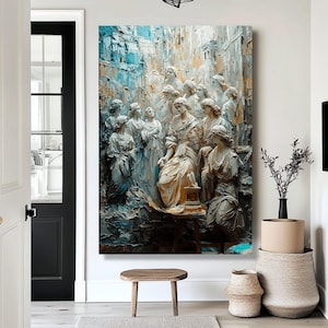 Classical Sculpture Group Canvas, printed Wall Art, Elegant Historical Figures, Antique Style Home Decor, Museum Inspired Canvas