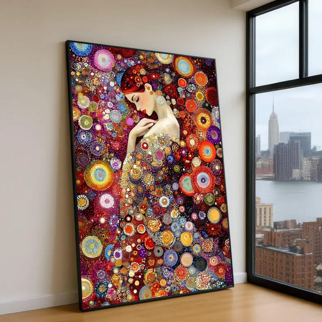 Gustav Klimt Style Portrait Canvas, Colorful Abstract Woman Art, Modern ...