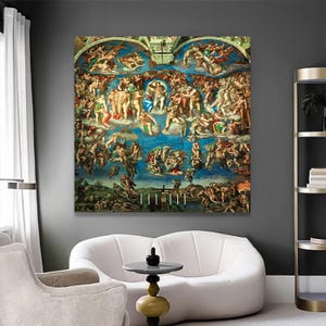 Renaissance Religious Masterpiece Canvas, The Last Judgment Wall Art, Michelangelo Inspired Canvas, Classic Christian Art Decor, Fine Art